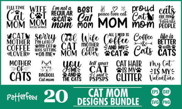 Cat Mom SVG Bundle Designs: Graphics for Crafts and Digital Products