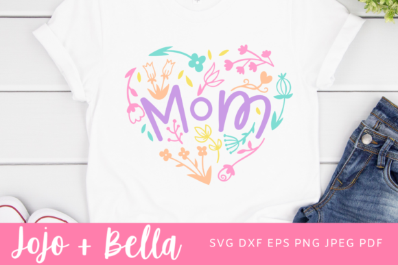 Mom Heart Floral SVG PNG, Mom Svg, Mam Graphics and Crafts